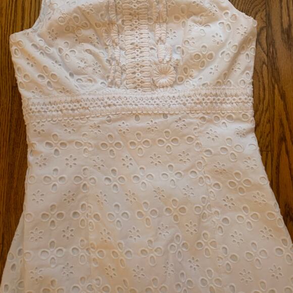 Lilly Pulitzer Railee Resort White Floral Cross Eyelet Shift Dress Size 0 - Picture 7 of 14